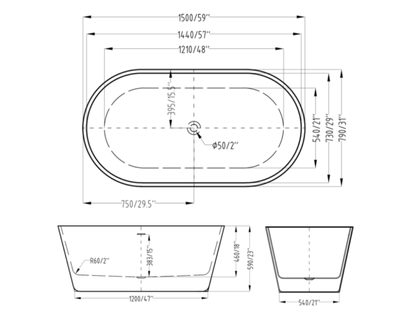 ALLURE One Piece Bathtub - ALLURE 1500/1700 - Image 3