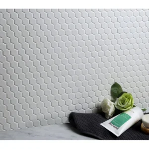 1-inch White Matte Hexagon Porcelain Mosaics