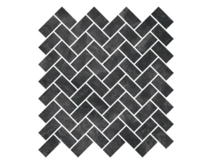 1-inch x 2-inch Pulpis Nero Glossy Herringbone Porcelain Mosaics