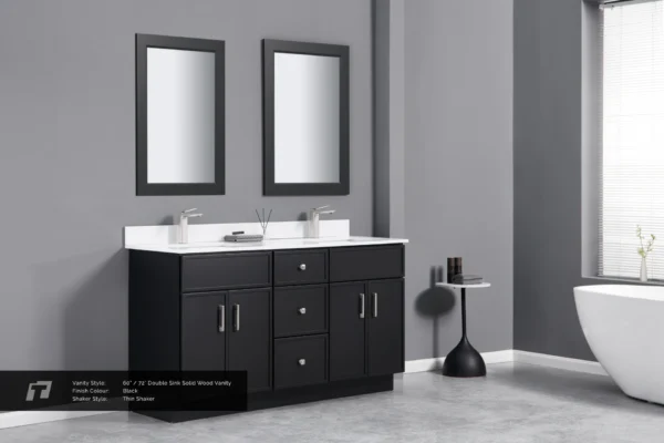 Double Sink Solid Wood Vanity- 60"/72" - Image 2