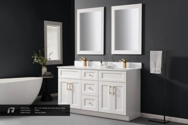 Double Sink Solid Wood Vanity- 60"/72" - Image 5
